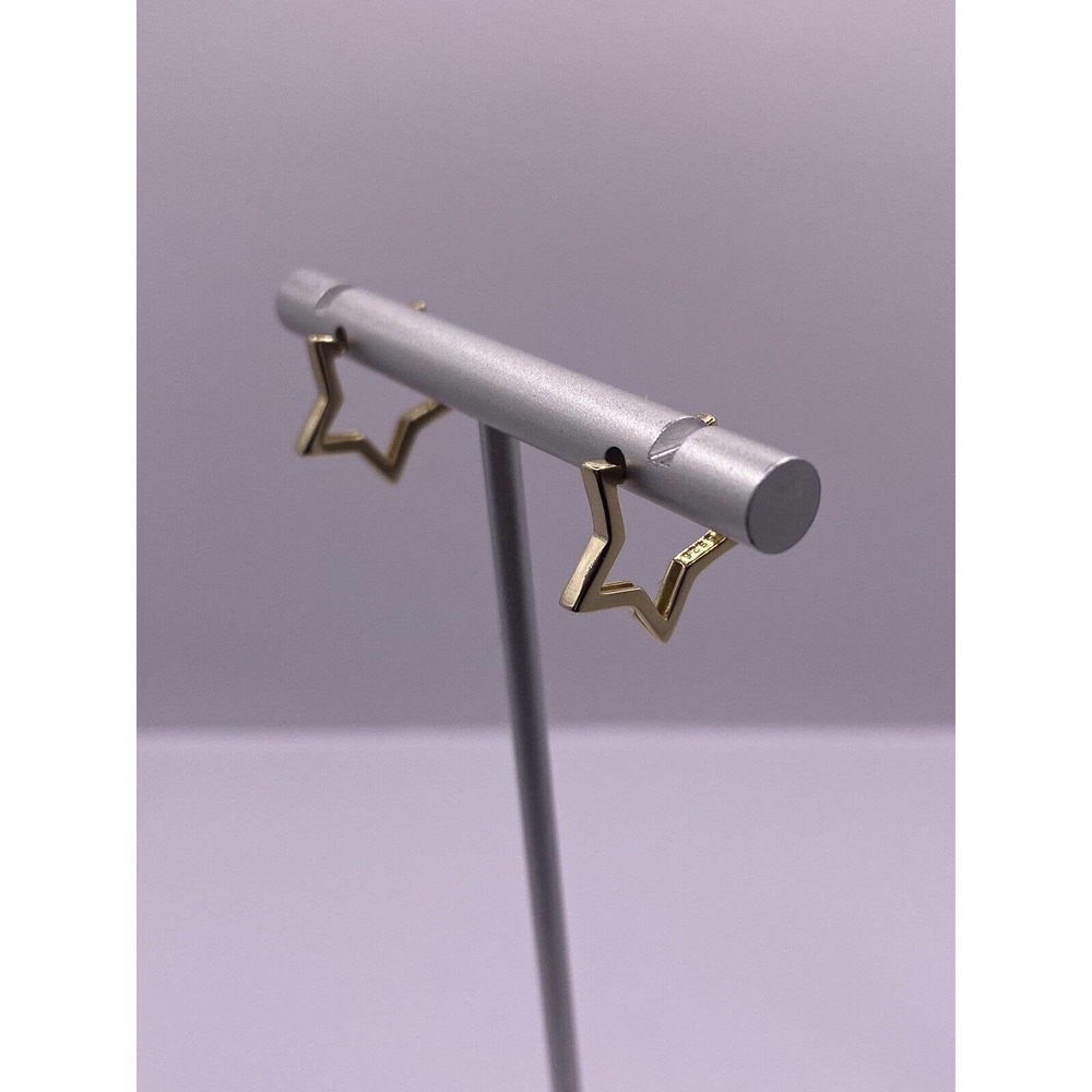 Sterling Silver Gold Plated Star Hoop Earrings